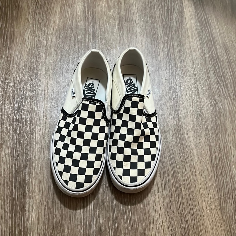 Checkered Vans Slip Ons